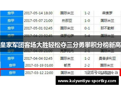 皇家军团客场大胜轻松夺三分勇攀积分榜新高